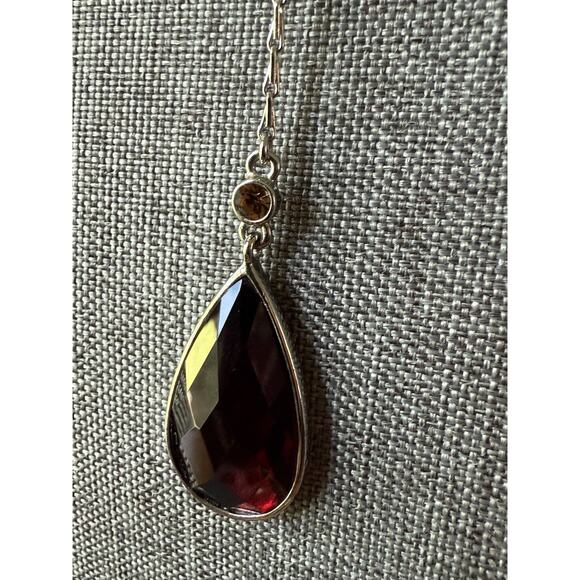 Lia Sophia Lavaliere Pendant Necklace Georgian Y Drop Edwardian Silver Tone 18” - Picture 4 of 10